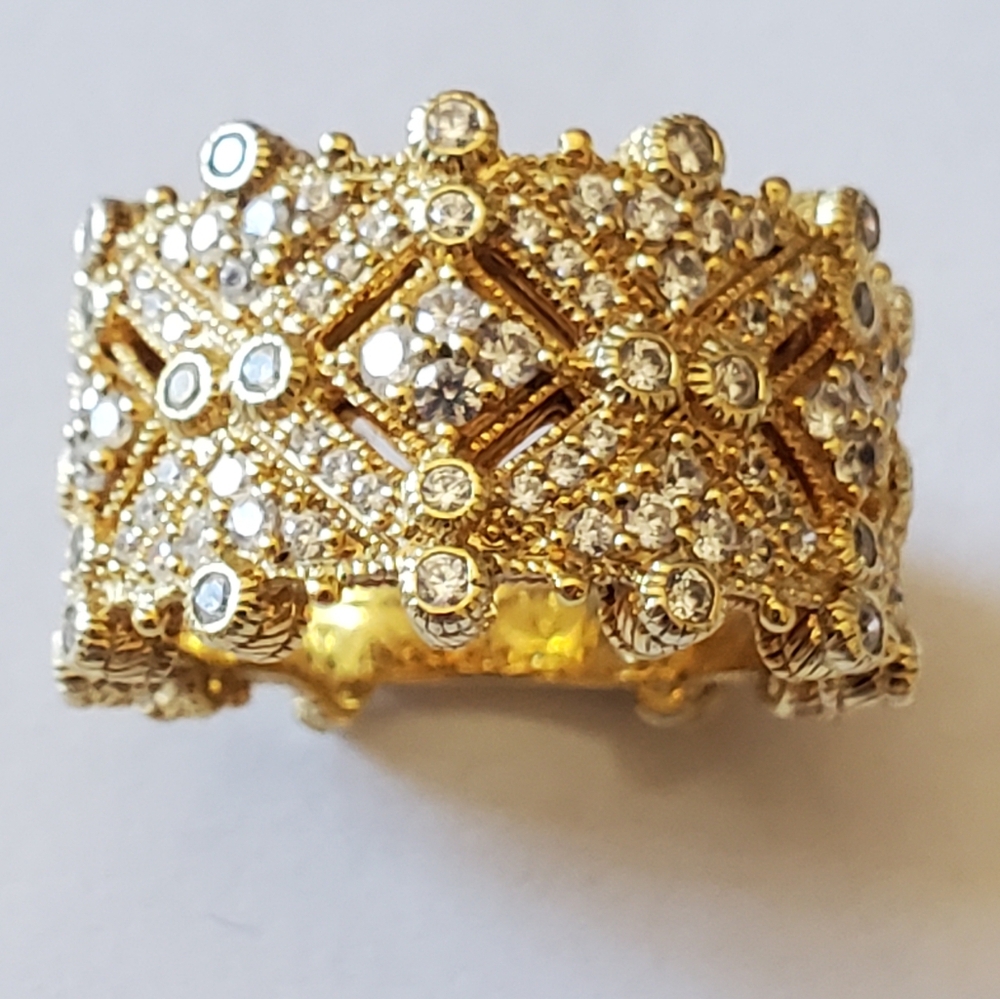 Judith Ripka Diamonique Wide-band Ring, Sz 7 - Picture 4 of 9